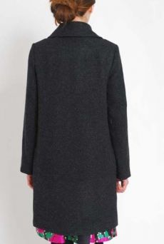 AW1112 WOOL MELANGE CAR COAT - BLACK - Other Image